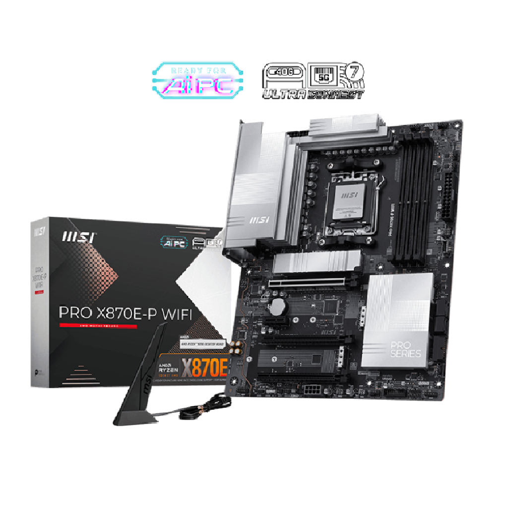 MSI PRO X870E-P WIFI ATX Motherboard ( AMD Socket AM5, Supports AMD Ryzen 9000, 8000, 7000 Series Desktop Cpu, 4x DDR5 RAM Slots, Max 256GB RAM )