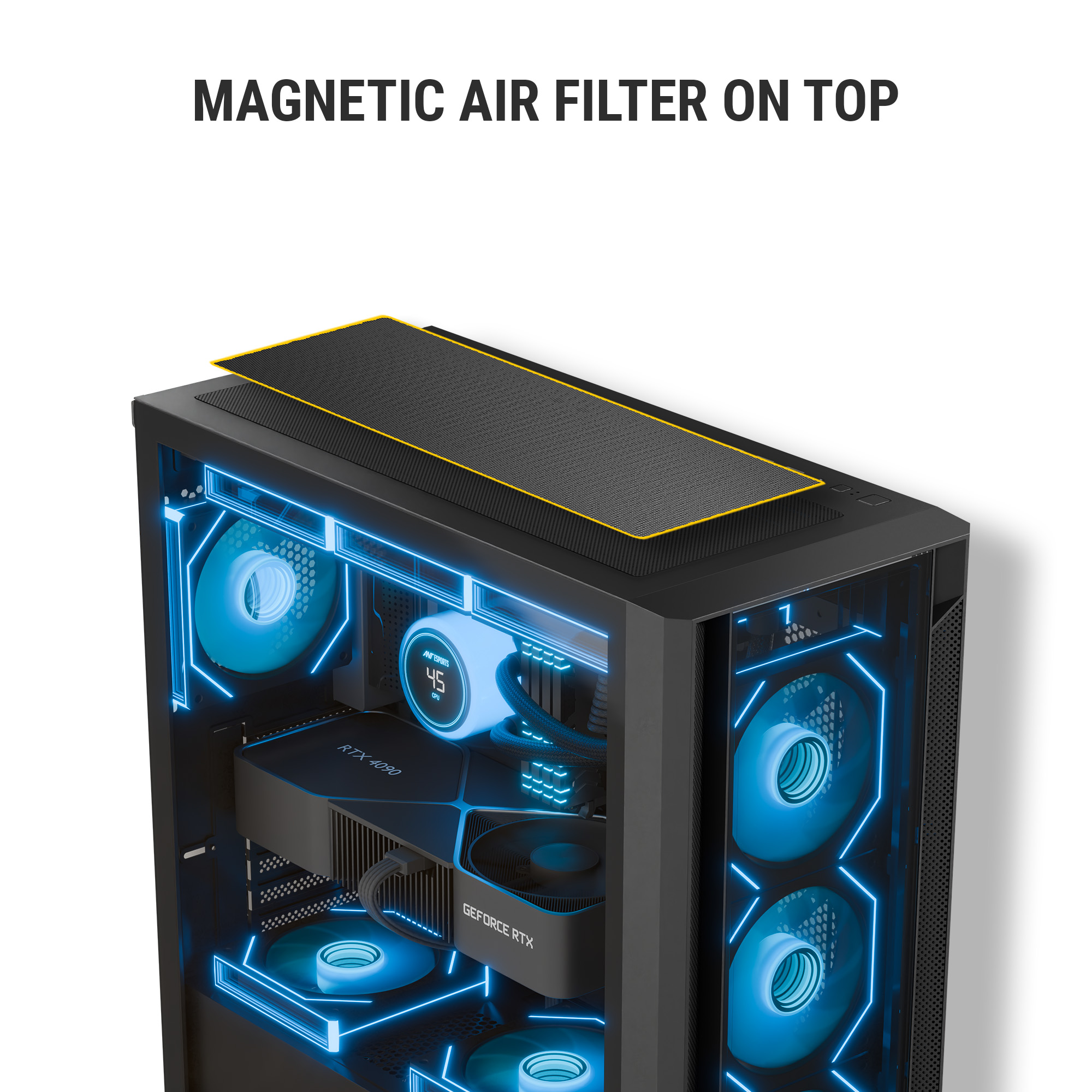 Ant Esports AQUA 360 4F E-ATX Mid Tower Panoramic Tempered Glass Design With Pre-Installed Fans ( AESP0370 ) - Image 3