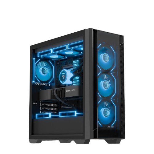 Ant Esports AQUA 360 4F E-ATX Mid Tower Panoramic Tempered Glass Design With Pre-Installed Fans ( AESP0370 )