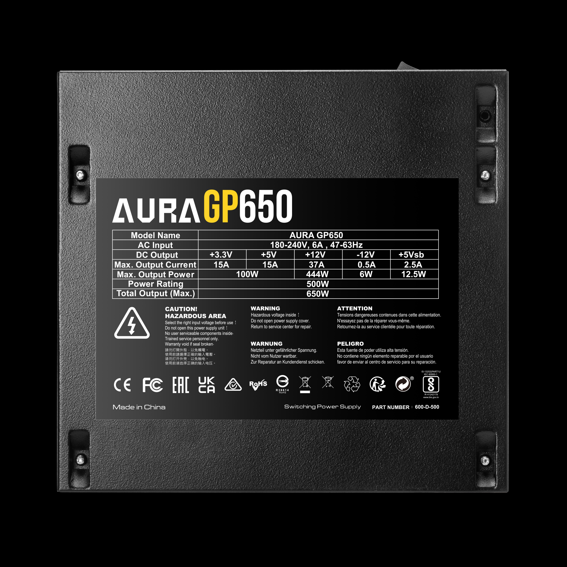 Gamdias AURA GP650 650W Efficient Black Power Supply Unit - Image 7