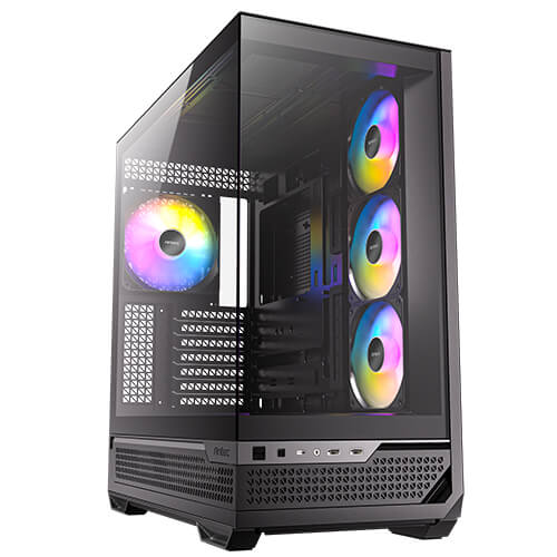 Antec C7 ARGB Black E-ATX Mid Tower 270° View Tempered Glass Side Panel Pc Cabinet With Pre-Installed ARGB PWM Fans