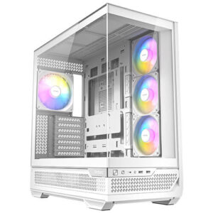 Antec C7 ARGB White E-ATX Mid Tower Sci-Fi Design With Panoramic 270° View Tempered Glass Side Panel Pc Cabinet With Pre-Installed ARGB PWM Fans