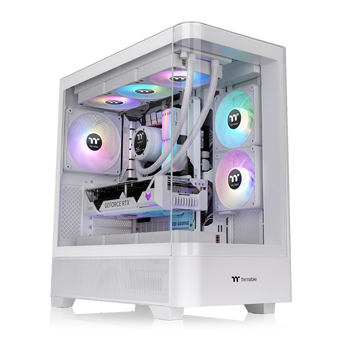 Thermaltake View 290 TG ARGB Snow White ATX Mid Tower 4mm Curved TG Front Panel Pc Cabinet With Pre-Installed ARGB Fans ( CA-11G-00M6WN-00 )