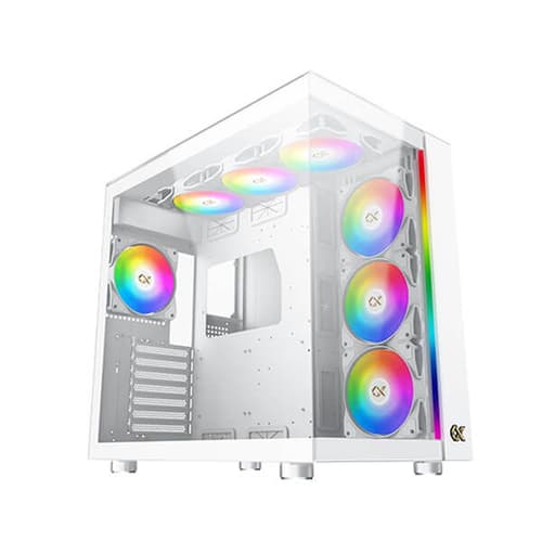 Xigmatek AQUA Ultra Arctic White E-ATX Mid Tower Crystal Clear 3 Tempered Glass Design ARGB Pc Cabinet
