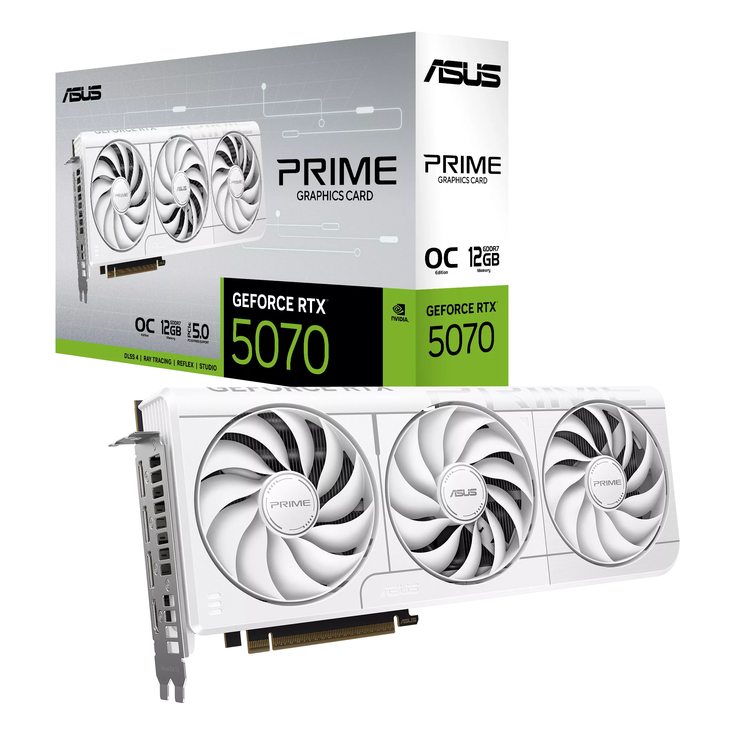 Asus Prime GeForce RTX 5070 White OC Edition 12GB GDDR7 192-Bit Gaming Graphics Card With Triple Fans ( PRIME-RTX5070-O12G-WHITE )