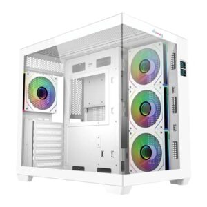 Dawg X 617 ATX Mid Tower Tempered Glass ARGB White Pc Cabinet With Pre-Installed ARGB Fans