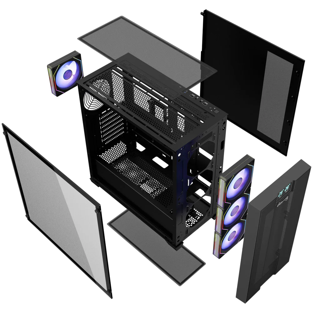 Dawg X 678 ATX Mid Tower Tempered Glass ARGB Black Pc Cabinet With Pre-Installed ARGB Fans - Image 5