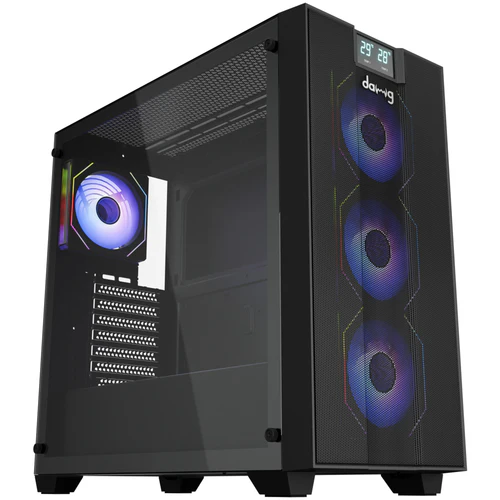 Dawg X 678 ATX Mid Tower Tempered Glass ARGB Black Pc Cabinet With Pre-Installed ARGB Fans