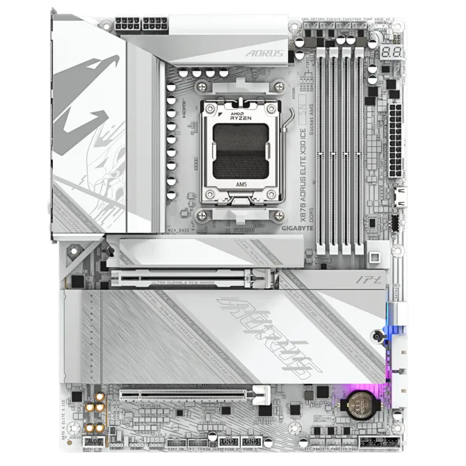 Gigabyte X870 AORUS ELITE X3D ICE ATX Motherboard ( AMD Socket AM5 , Support AMD Ryzen 9000, 8000, 7000 Series Processors, 4 x DDR5 RAM Slots, Max 256GB RAM ) - Image 2