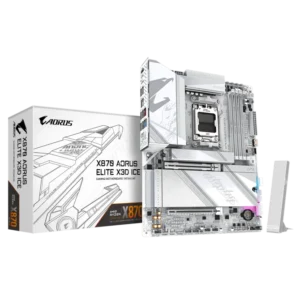 Gigabyte X870 AORUS ELITE X3D ICE ATX Motherboard ( AMD Socket AM5 , Support AMD Ryzen 9000, 8000, 7000 Series Processors, 4 x DDR5 RAM Slots, Max 256GB RAM )