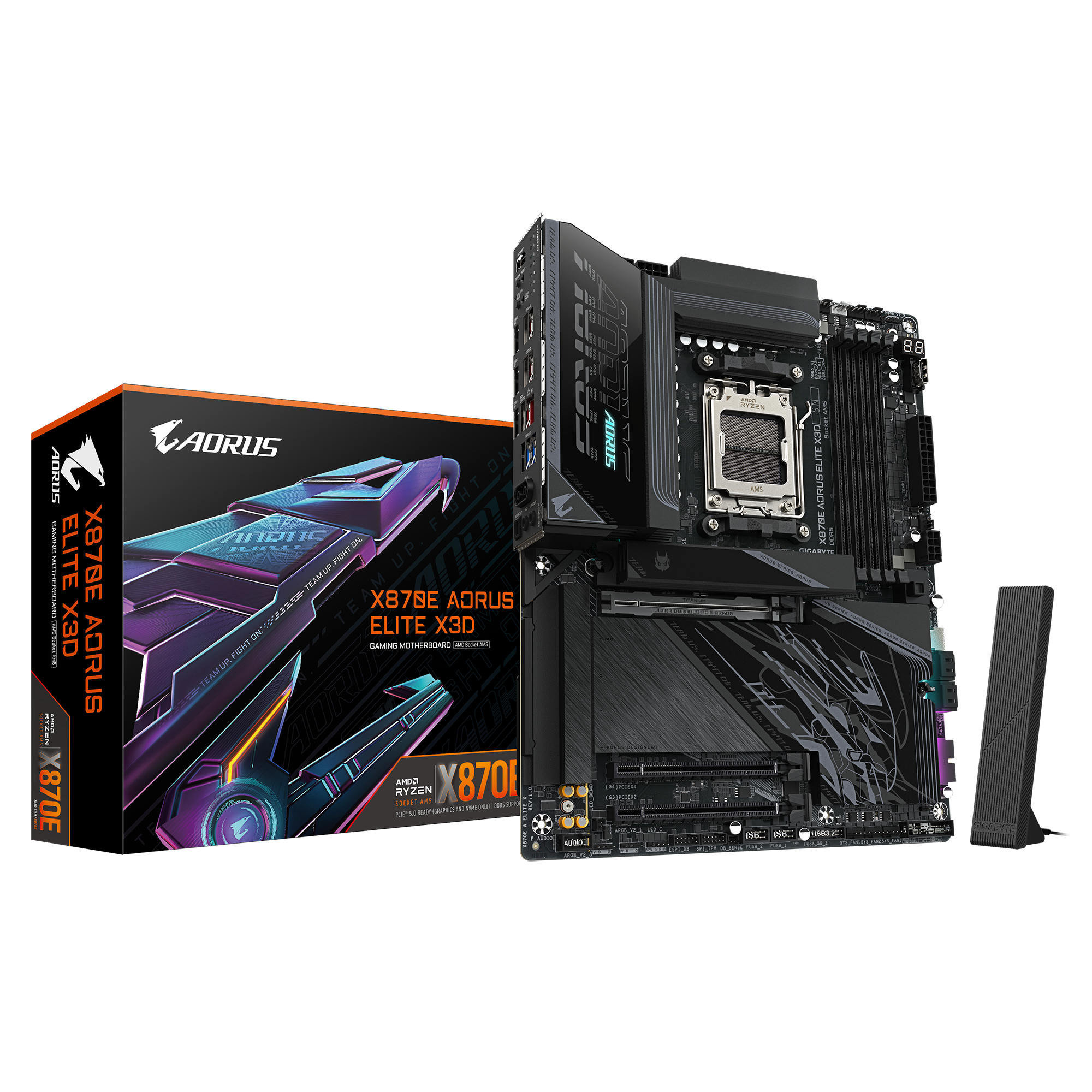 Gigabyte X870E AORUS ELITE X3D ATX Motherboard ( AMD Socket AM5, Support AMD Ryzen 9000, 8000, 7000 Series Processors, 4 x DDR5 RAM Slots, Max 256GB RAM )