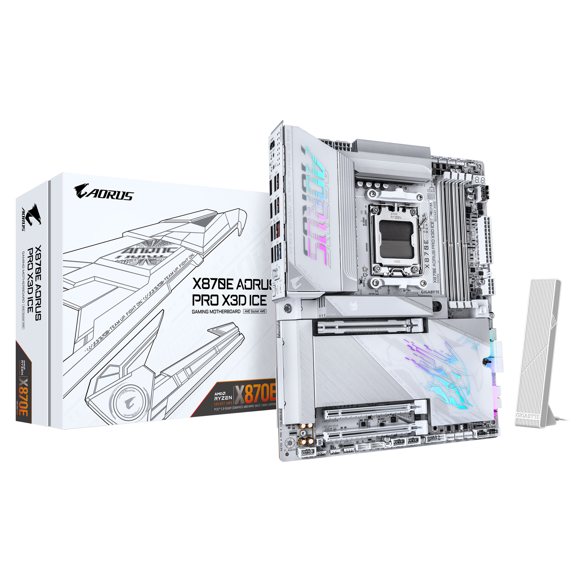Gigabyte X870E AORUS PRO X3D ICE ATX Motherboard ( AMD Socket AM5, Support AMD Ryzen 9000, 8000, 7000 Series Processors, 4 x DDR5 RAM Slots, Max 256GB RAM )