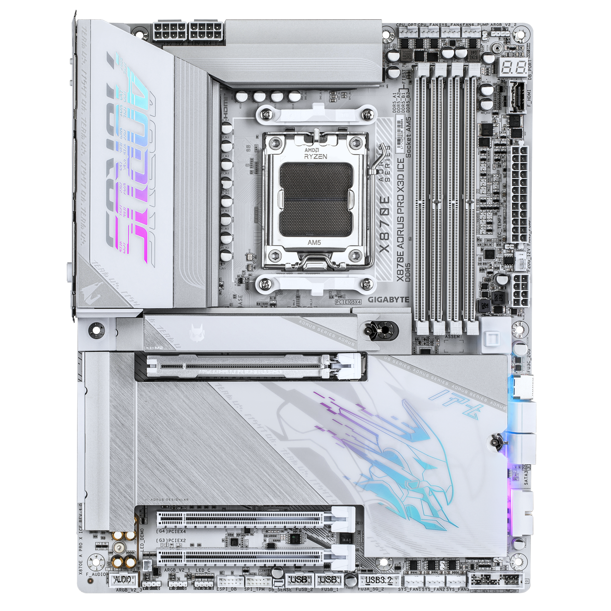 Gigabyte X870E AORUS PRO X3D ICE ATX Motherboard ( AMD Socket AM5, Support AMD Ryzen 9000, 8000, 7000 Series Processors, 4 x DDR5 RAM Slots, Max 256GB RAM ) - Image 2