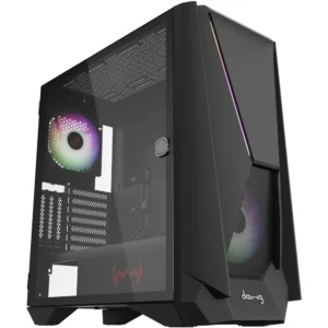 Dawg Y 745 E-ATX Mid Tower Single Side Hinged Tempered Glass Side Panel ARGB Black Pc Cabinet With Pre-Installed ARGB Fans 