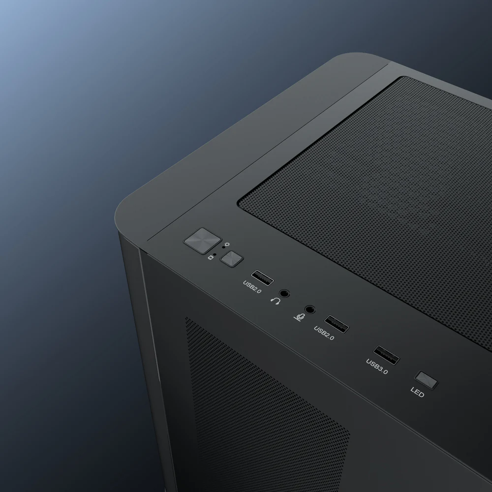 Dawg Y 820 ATX Mid Tower 2 Side Seamless Curved Glass ARGB Black Pc Cabinet With Pre-Installed ARGB Fans - Image 3