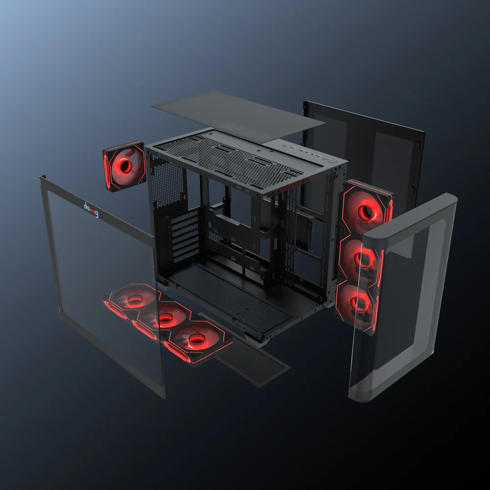 Dawg Y 820 ATX Mid Tower 2 Side Seamless Curved Glass ARGB Black Pc Cabinet With Pre-Installed ARGB Fans - Image 4