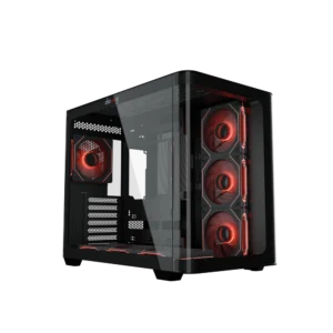 Dawg Y 820 ATX Mid Tower 2 Side Seamless Curved Glass ARGB Black Pc Cabinet With Pre-Installed ARGB Fans
