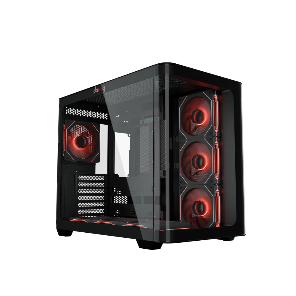 Dawg Y 820 ATX Mid Tower 2 Side Seamless Curved Glass ARGB Black Pc Cabinet With Pre-Installed ARGB Fans