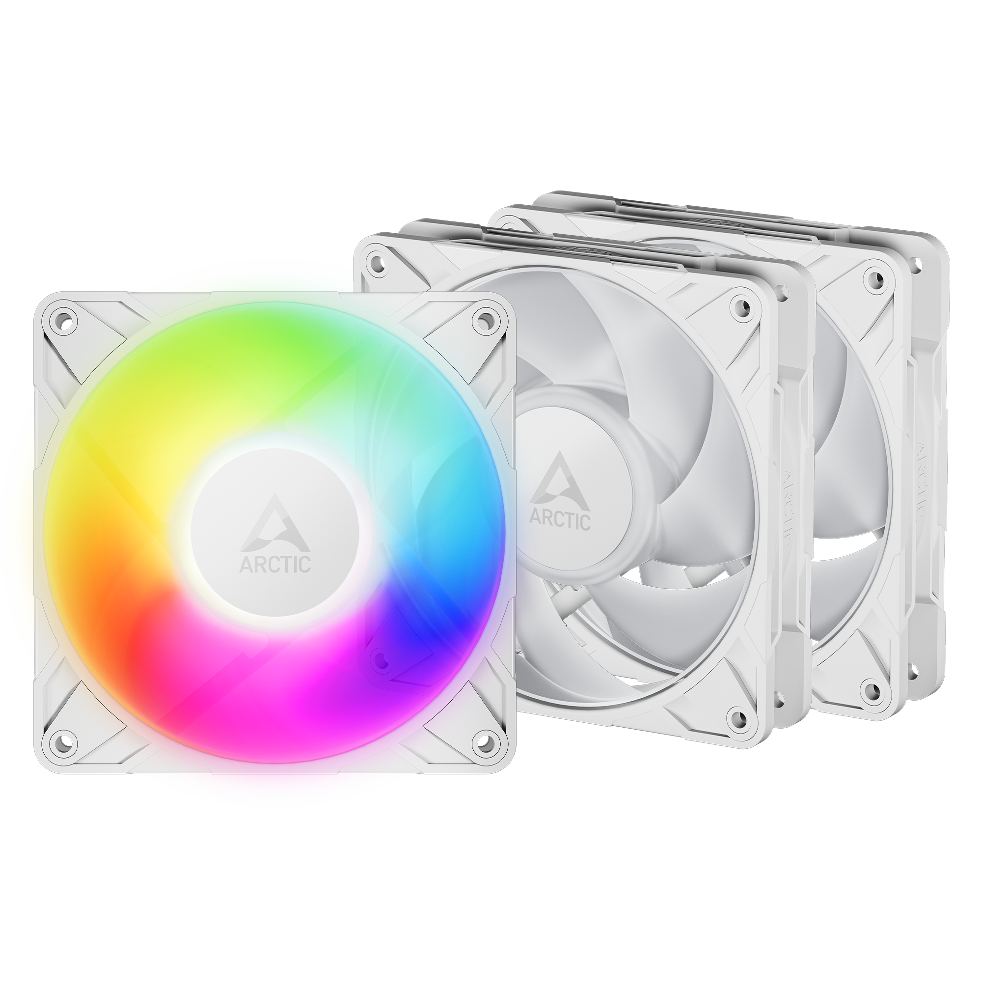 Arctic P12 Pro ARGB White 120mm A-RGB PWM Triple Pack Case Fan With Cable Splitter ( ACFAN00326A )