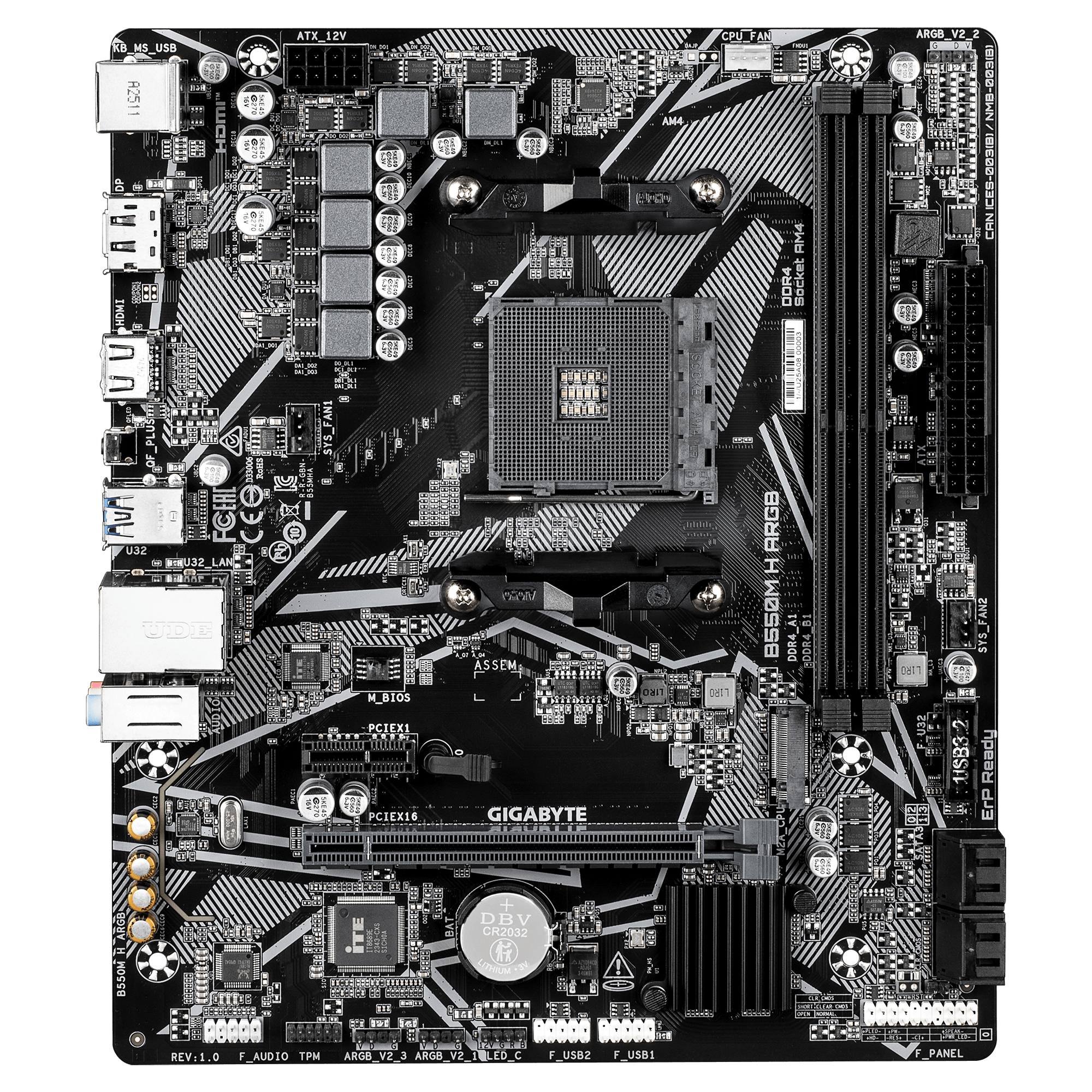 Gigabyte B550M H ARGB Micro ATX Motherboard ( AMD Socket AM4, Support AMD Ryzen 5000 G, 5000, 4000 G, 3000 G, 3000 Series Cpu, 2 x DDR4 RAM Slots, Max 64GB RAM Support ) - Image 2