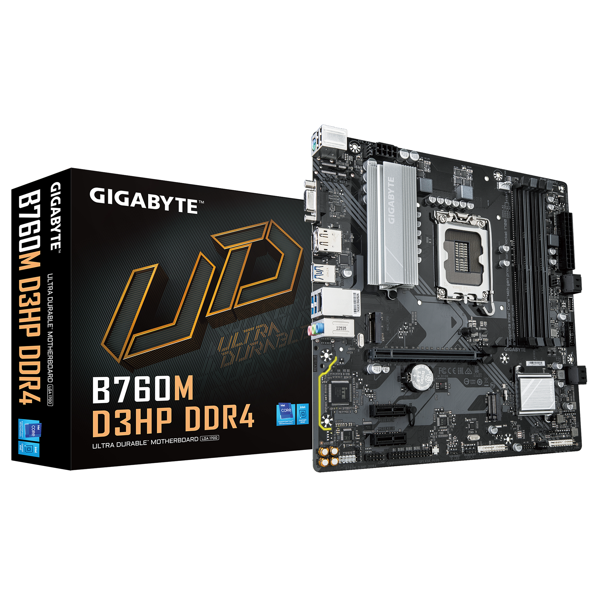 Gigabyte B760M D3HP DDR4 Micro ATX Motherboard ( Intel Socket LGA1700, Support 14th, 13th, And 12th Gen Intel Core, Pentium Gold and Celeron Cpu, 4 x DDR4 RAM Slots, Max 128GB RAM Support )