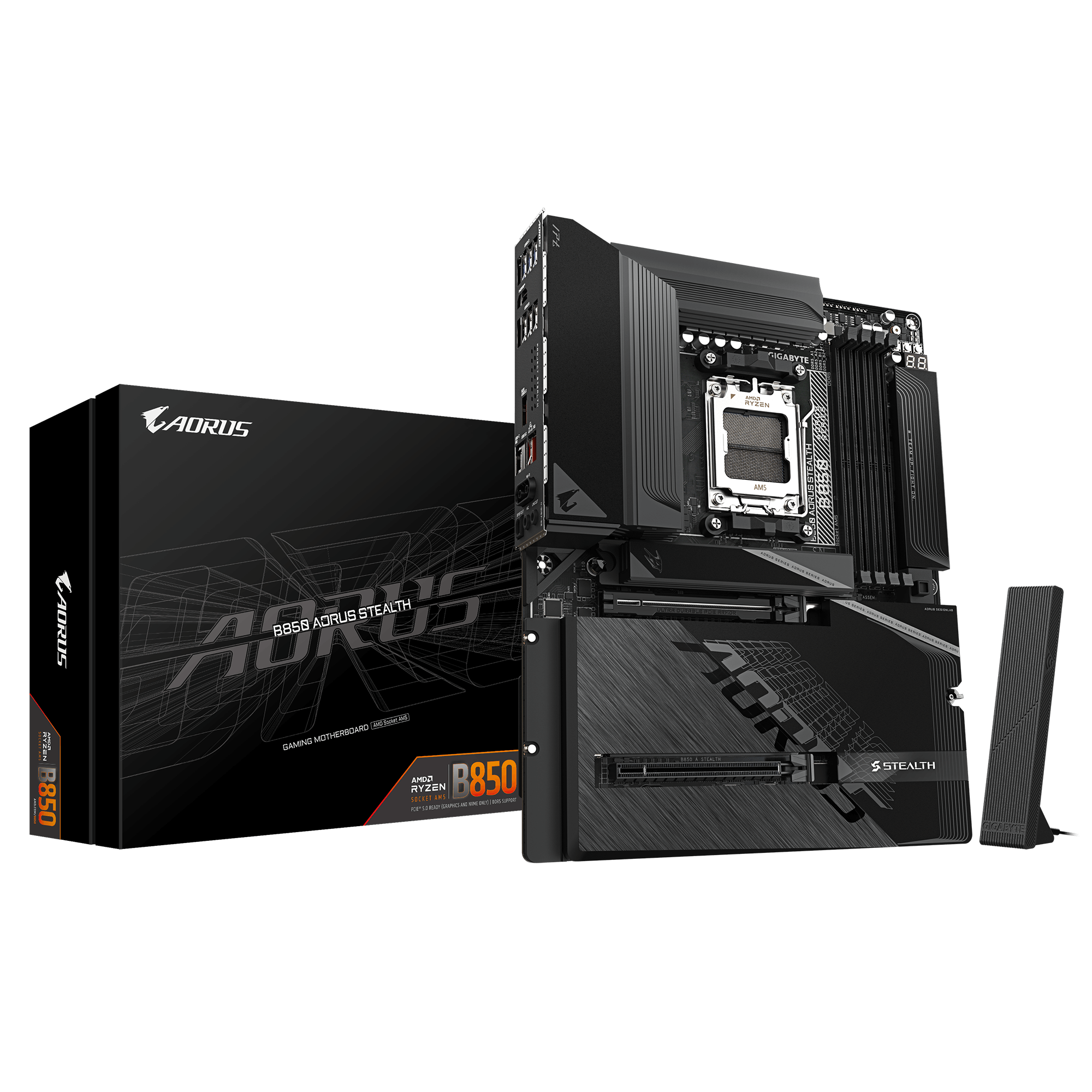 Gigabyte B850 AORUS STEALTH ATX Motherboard ( AMD Socket AM5, Support AMD Ryzen 9000, 8000, 7000 Series Cpu, 4 x DDR5 RAM Slots, Max 256GB RAM Support )