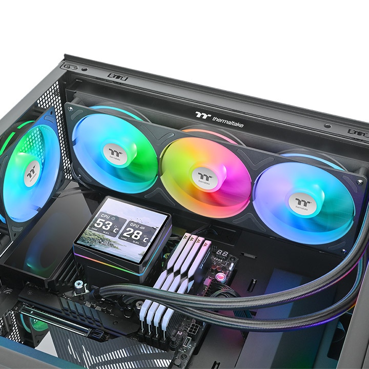 Thermaltake TH360 V3 Ultra ARGB Sync 360mm Black AIO Cpu Liquid Cooler With 3.95" Stylish Square LCD Display Pump Head ( CL-W474-PL12SW-A ) - Image 5