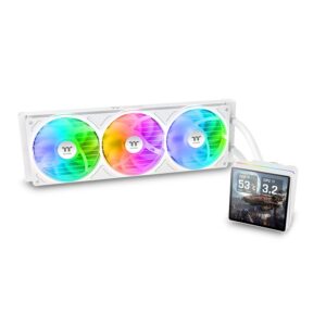 Thermaltake TH360 V3 Ultra ARGB Sync Snow Edition 360mm AIO Cpu Liquid Cooler With 3.95″ Stylish Square LCD Display Pump Head ( CL-W476-PL12SW-A )