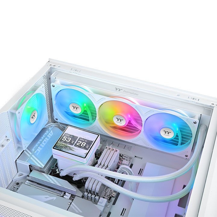 Thermaltake TH360 V3 Ultra ARGB Sync Snow Edition 360mm AIO Cpu Liquid Cooler With 3.95″ Stylish Square LCD Display Pump Head ( CL-W476-PL12SW-A ) - Image 5