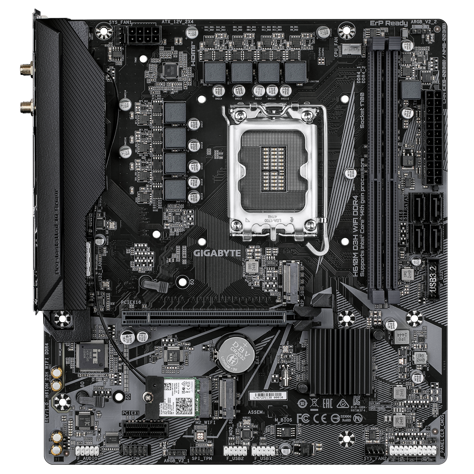Gigabyte H610M D3H WIFI DDR4 Micro ATX Motherboard ( Intel Socket LGA1700, Support 14th, 13th, And 12th Gen Intel Core, Pentium Gold and Celeron Cpu, 2 x DDR4 RAM Slots, Max 64GB RAM Support ) - Image 2