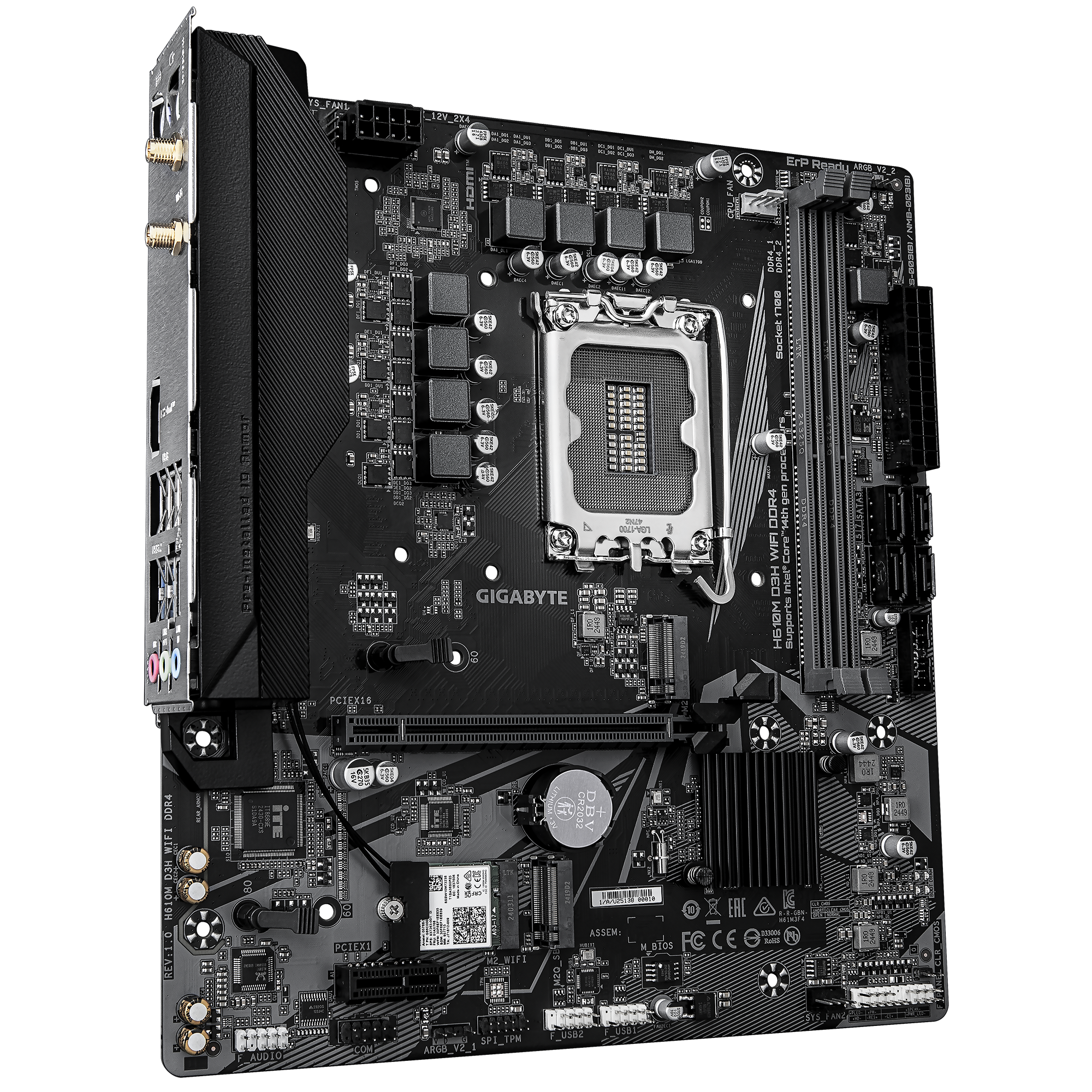 Gigabyte H610M D3H WIFI DDR4 Micro ATX Motherboard ( Intel Socket LGA1700, Support 14th, 13th, And 12th Gen Intel Core, Pentium Gold and Celeron Cpu, 2 x DDR4 RAM Slots, Max 64GB RAM Support ) - Image 3