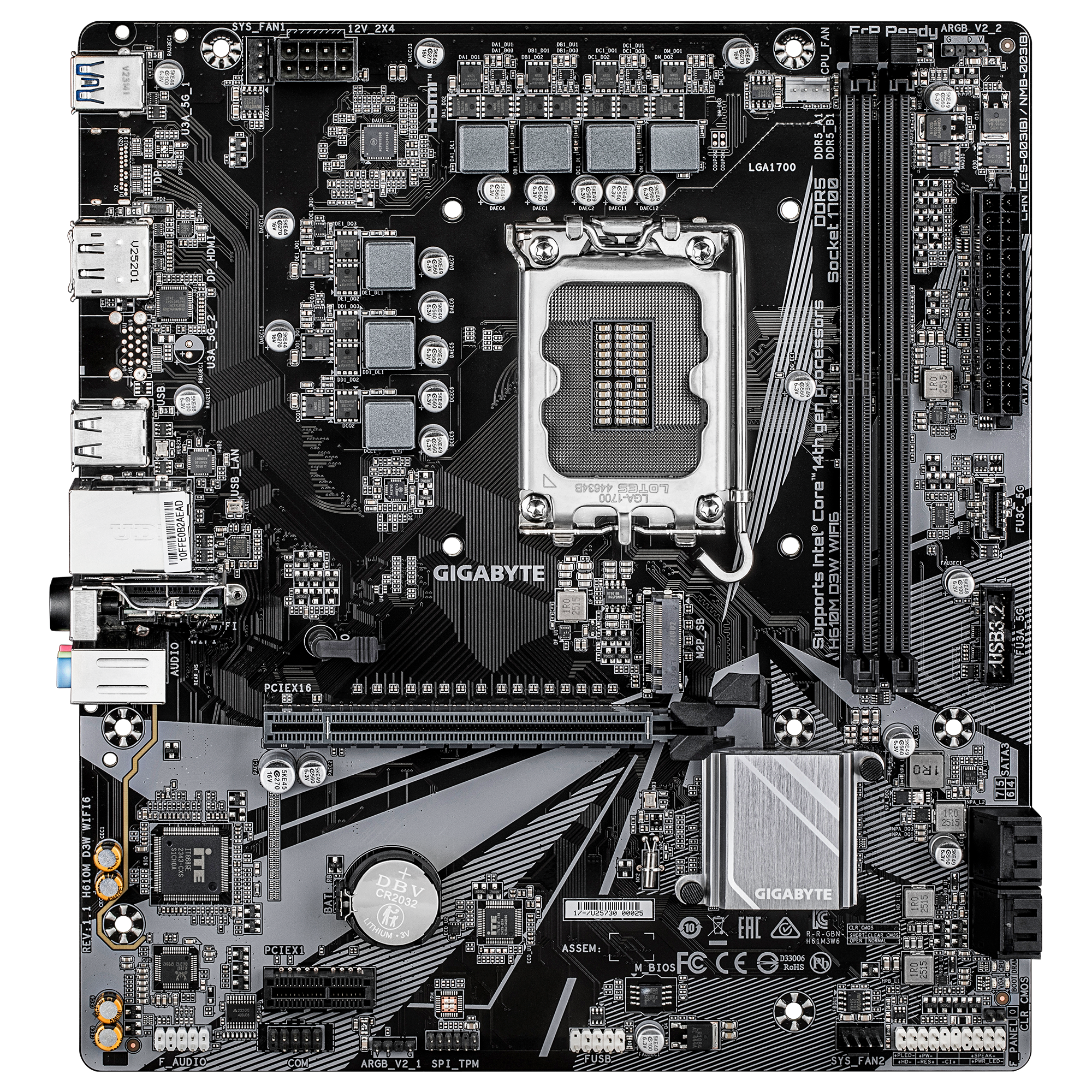 Gigabyte H610M D3W WIFI6 (Rev. 1.1) Micro ATX Motherboard ( Intel Socket LGA1700, Support 14th, 13th, and 12th Gen Intel Core,Pentium Gold and Celeron Cpu, 2 x DDR5 RAM Slots, Max 128GB RAM Support ) - Image 2