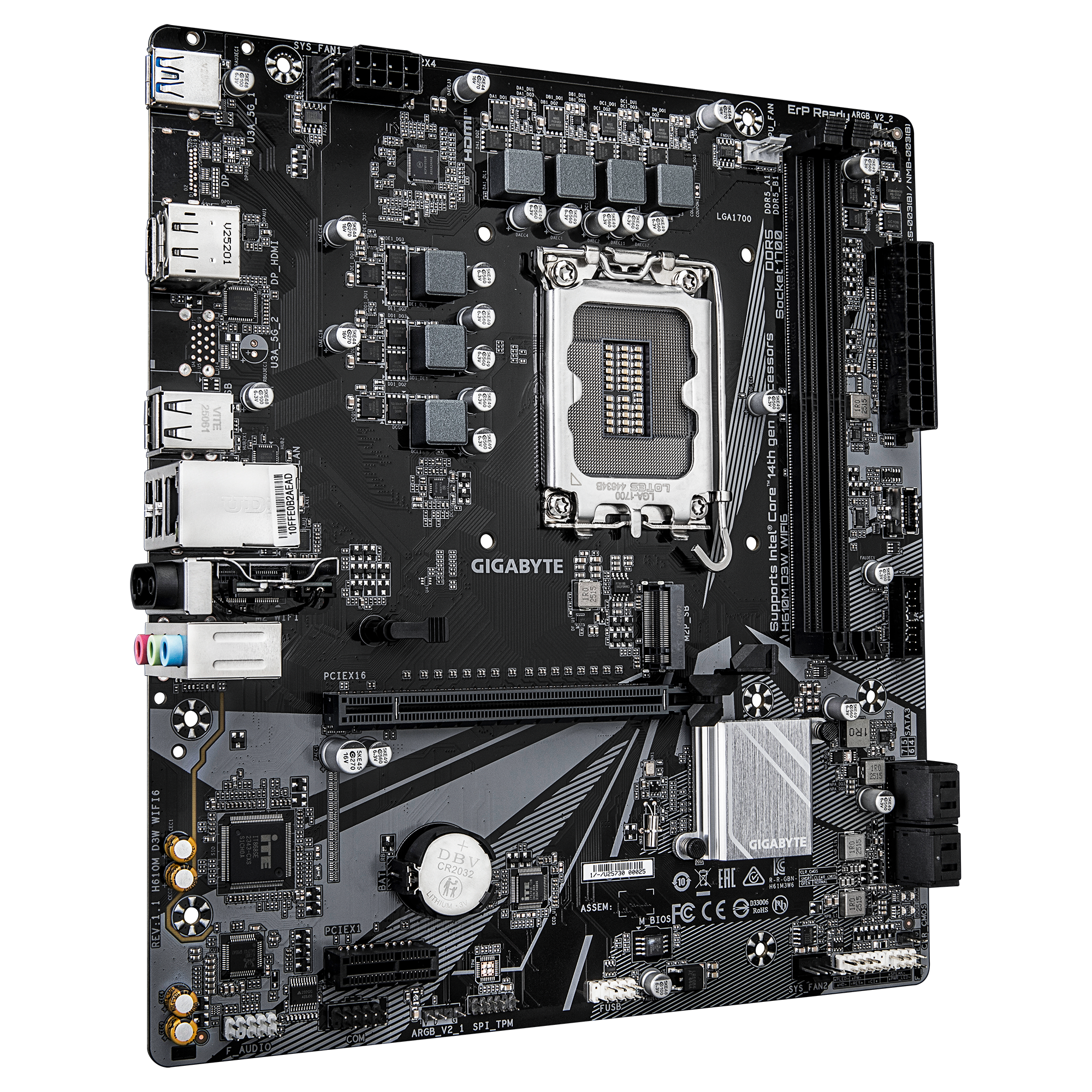 Gigabyte H610M D3W WIFI6 (Rev. 1.1) Micro ATX Motherboard ( Intel Socket LGA1700, Support 14th, 13th, and 12th Gen Intel Core,Pentium Gold and Celeron Cpu, 2 x DDR5 RAM Slots, Max 128GB RAM Support ) - Image 3