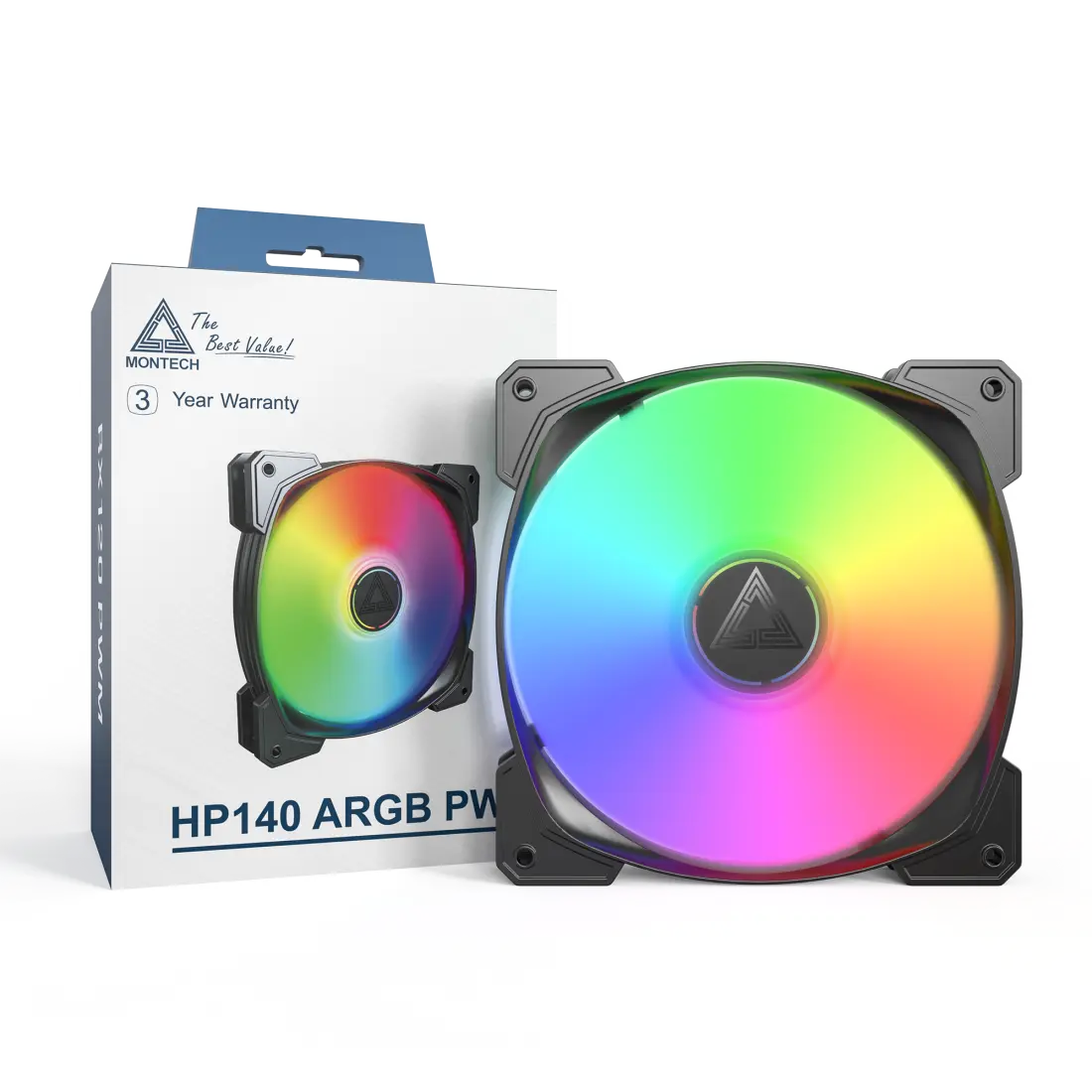 Montech HP140 ARGB PWM Black 140mm Single Pack Cabinet Fan - Image 2