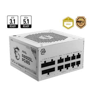 MSI MAG A850GL PCIE5 White 850Watt ATX 3.1 Ready PCIe 5.1 80 PLUS Gold Fully Modular Power Supply Unit