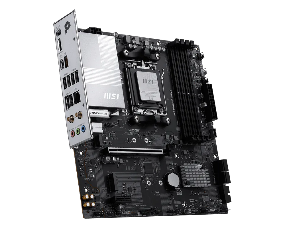 MSI PRO B840M-P WIFI6E m-ATX Motherboards ( AMD Socket AM5, Supports AMD Ryzen 9000, 8000, 7000 Series Desktop Cpu, 4x DDR5 RAM Slots, Max 256GB RAM Support ) - Image 3