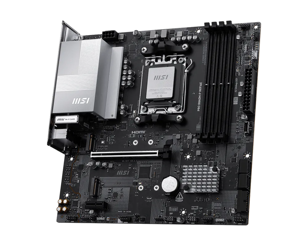 MSI PRO B840M-P WIFI6E m-ATX Motherboards ( AMD Socket AM5, Supports AMD Ryzen 9000, 8000, 7000 Series Desktop Cpu, 4x DDR5 RAM Slots, Max 256GB RAM Support ) - Image 4