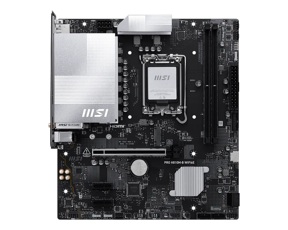 MSI PRO H810M-B WIFI6E mATX Motherboard ( Intel Socket LGA 1851, Supports Intel Core Ultra (Series 2) Cpu, 2x DDR5 RAM Slots, Max 128GB RAM Support ) - Image 2