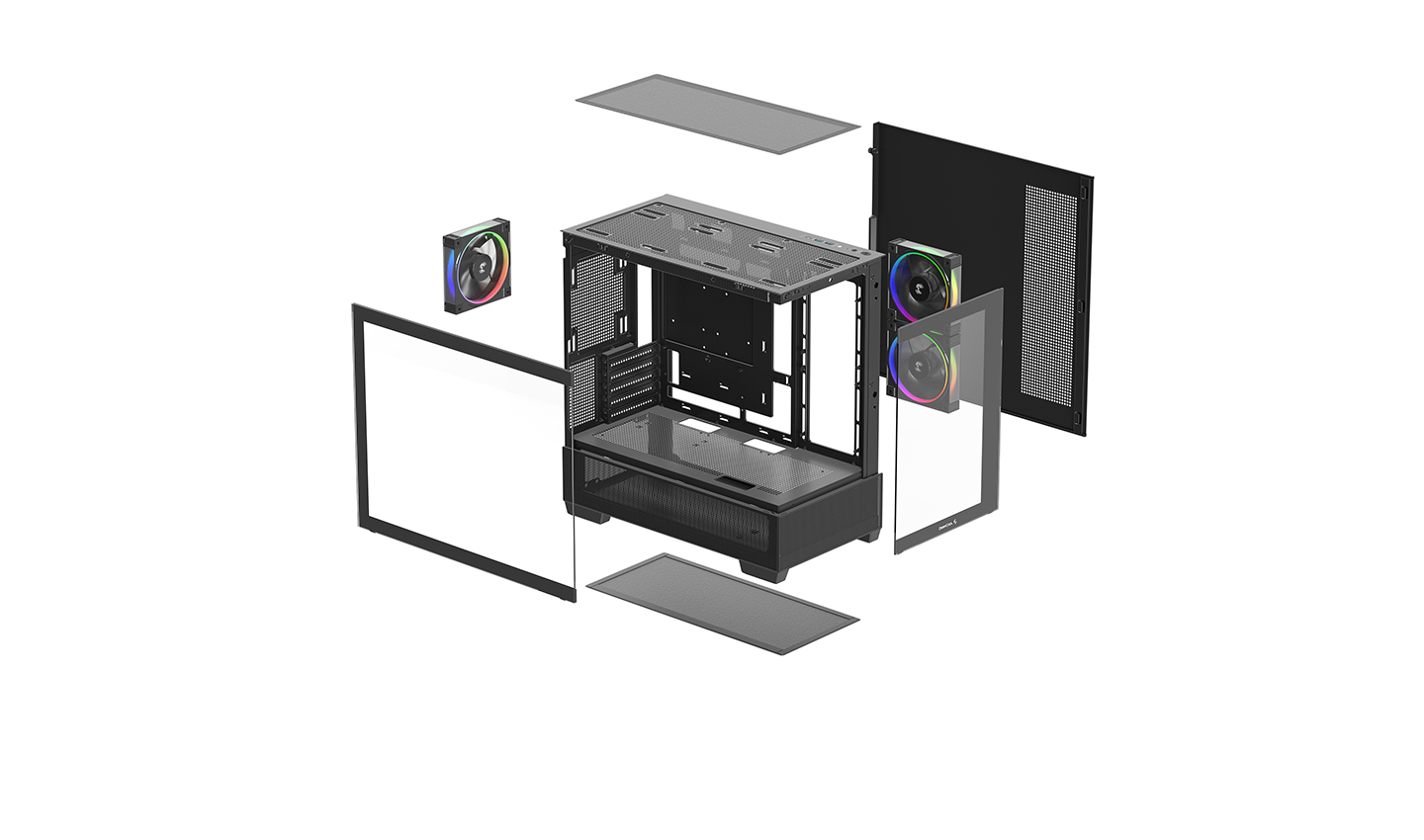 Deepcool CG380 3F Micro-ATX Mid Tower Tempered Glass Side Panel Black PC Case With Pre-Installed PWM ARGB Fans ( R-CG380-BKAGM3-G ) - Image 10