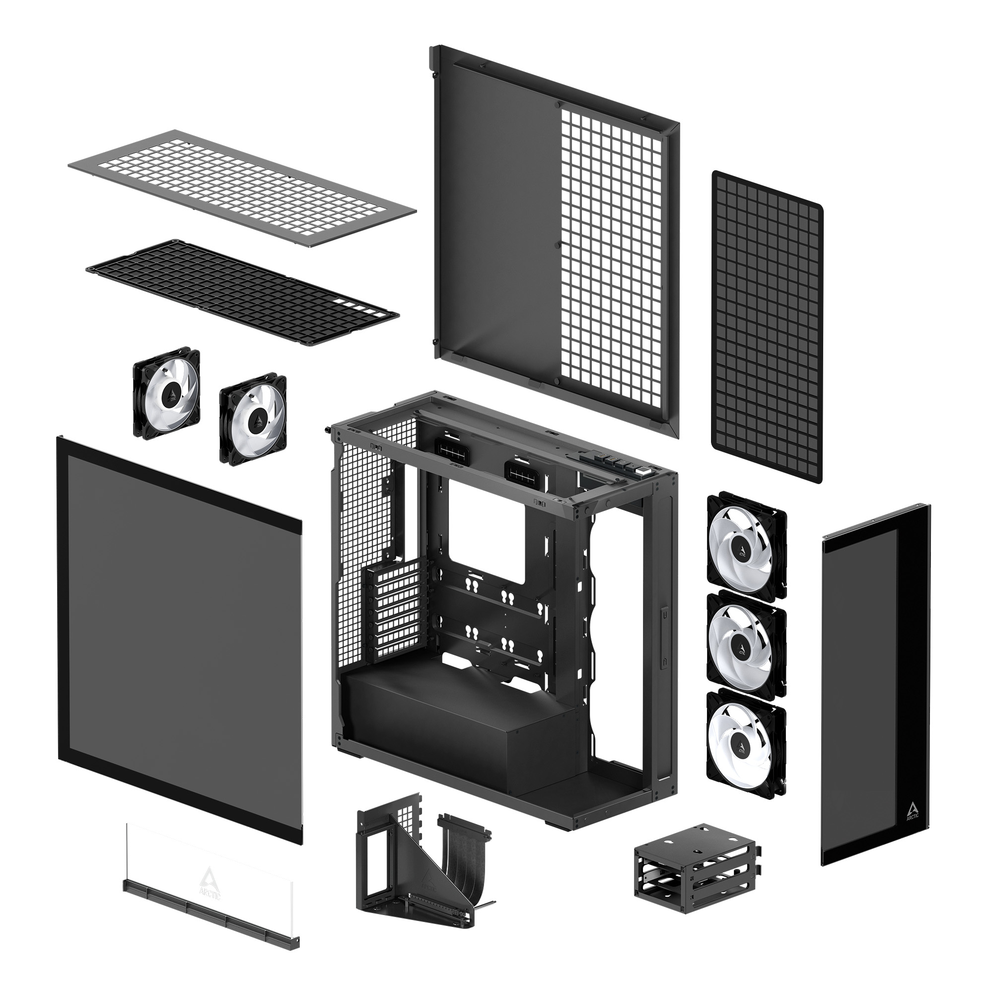 Arctic Xtender VG Black ARGB Premium E-ATX Mid Tower Tinted Tempered Glass Side Panel PC Case With Vertical GPU Mounting & Pre-Installed ARGB Fans ( ACPCC00016A ) - Image 13
