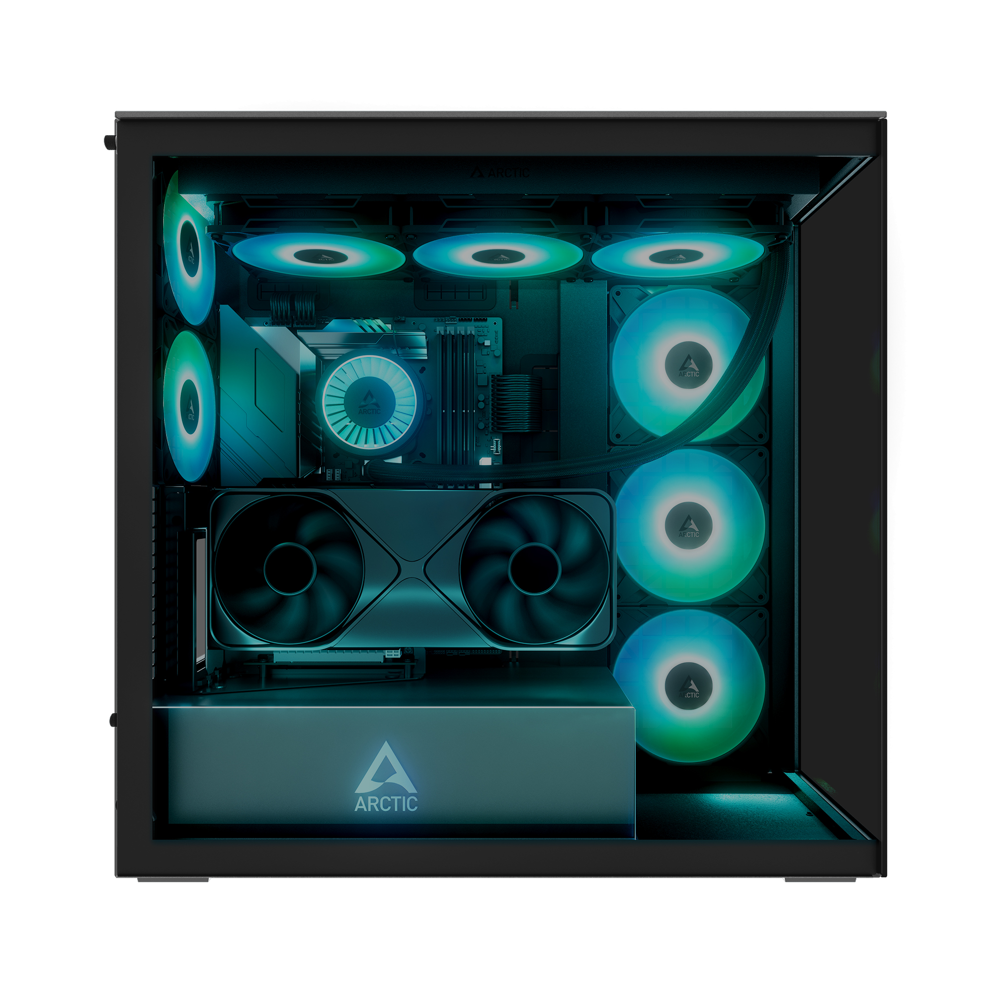 Arctic Xtender VG Black ARGB Premium E-ATX Mid Tower Tinted Tempered Glass Side Panel PC Case With Vertical GPU Mounting & Pre-Installed ARGB Fans ( ACPCC00016A ) - Image 7