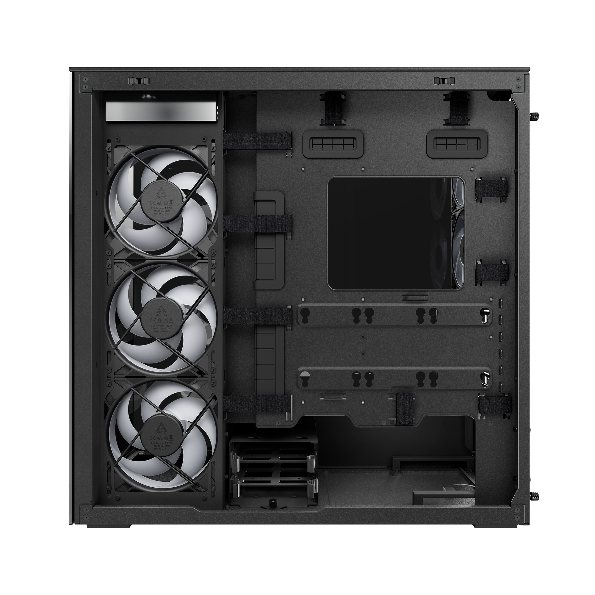 Arctic Xtender VG Black ARGB Premium E-ATX Mid Tower Tinted Tempered Glass Side Panel PC Case With Vertical GPU Mounting & Pre-Installed ARGB Fans ( ACPCC00016A ) - Image 9