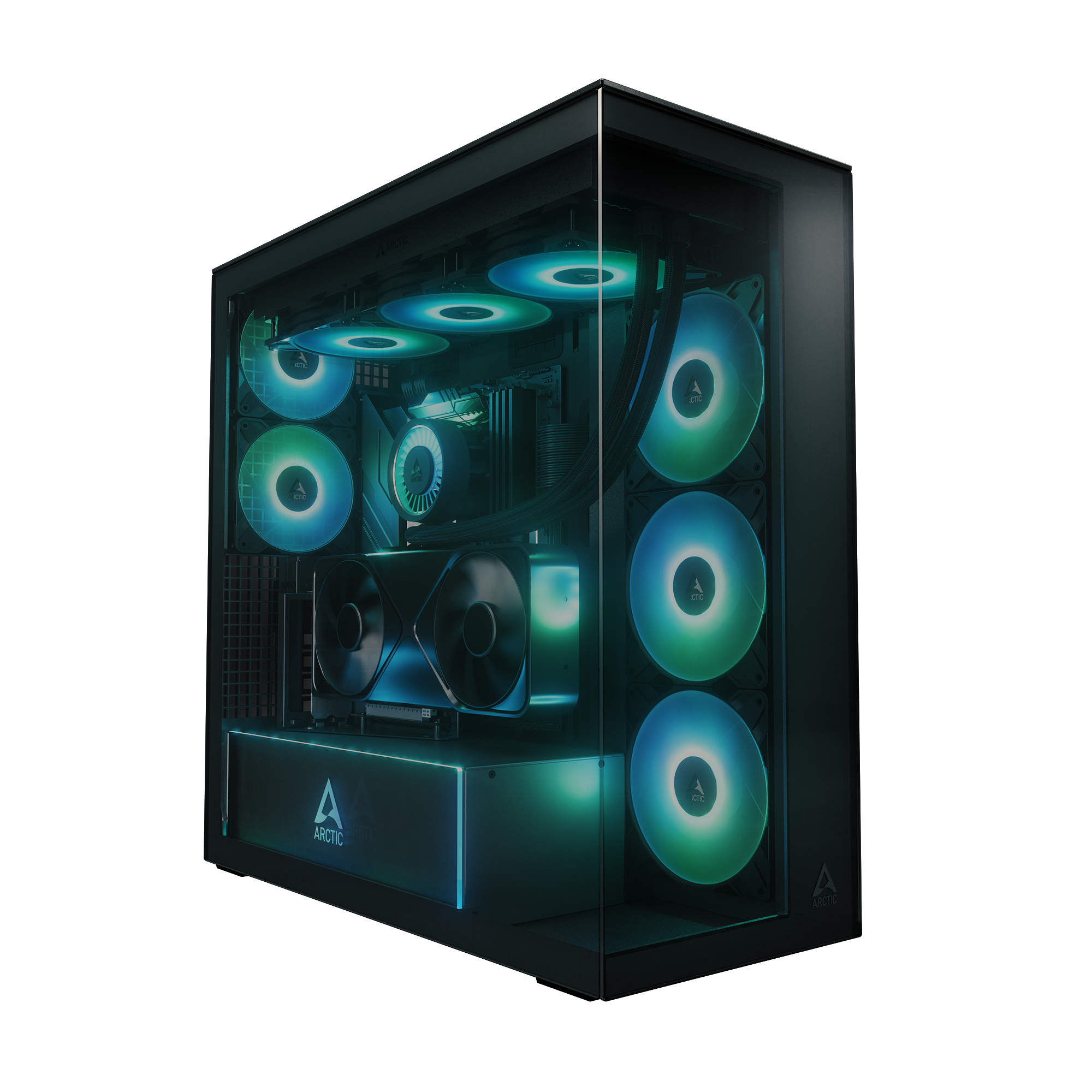 Arctic Xtender VG Black ARGB Premium E-ATX Mid Tower Tinted Tempered Glass Side Panel PC Case With Vertical GPU Mounting & Pre-Installed ARGB Fans ( ACPCC00016A ) - Image 2