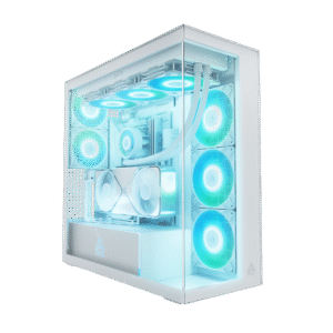 Arctic Xtender VG White ARGB Premium E-ATX Mid Tower Clear Tempered Glass Side Panel PC Case With Vertical GPU Mounting & Pre-Installed ARGB Fans ( ACPCC00017A )