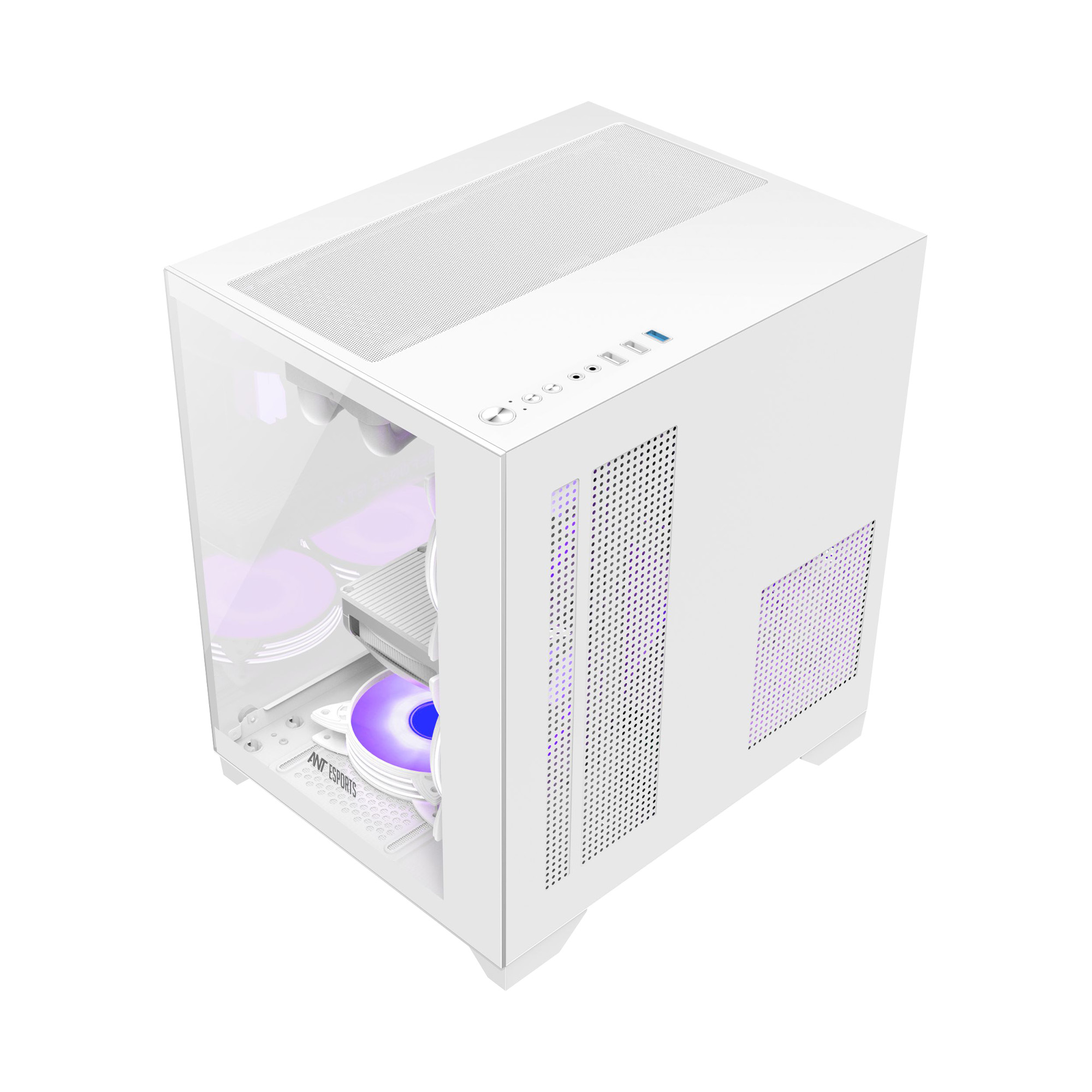 Ant Esports crystal Z2 Micro-ATX Mid-Tower Tempered Glass Side Panel White Cabinet With ARGB Infinity Mirror Fans ( AESP0302 ) - Image 3