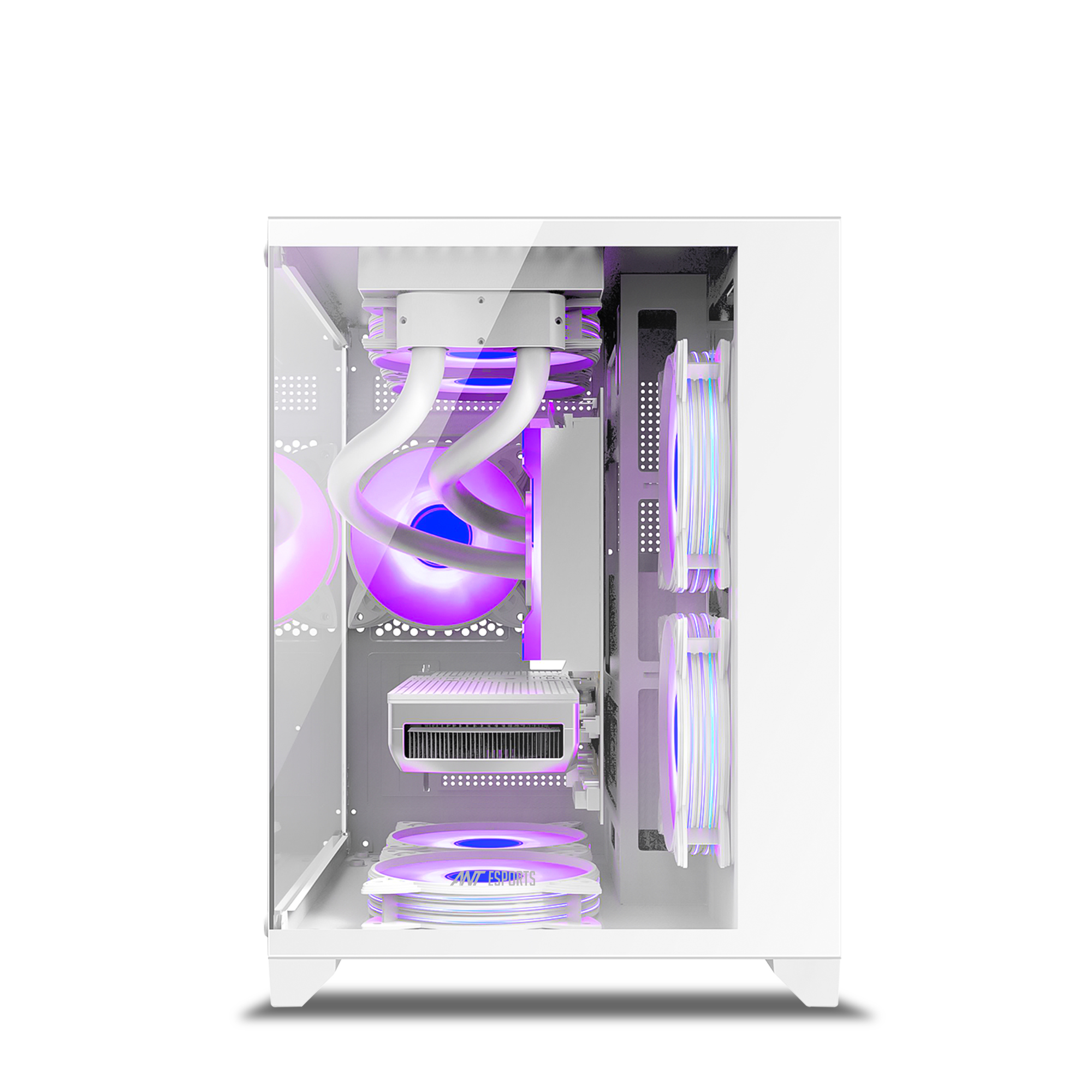 Ant Esports crystal Z2 Micro-ATX Mid-Tower Tempered Glass Side Panel White Cabinet With ARGB Infinity Mirror Fans ( AESP0302 ) - Image 4