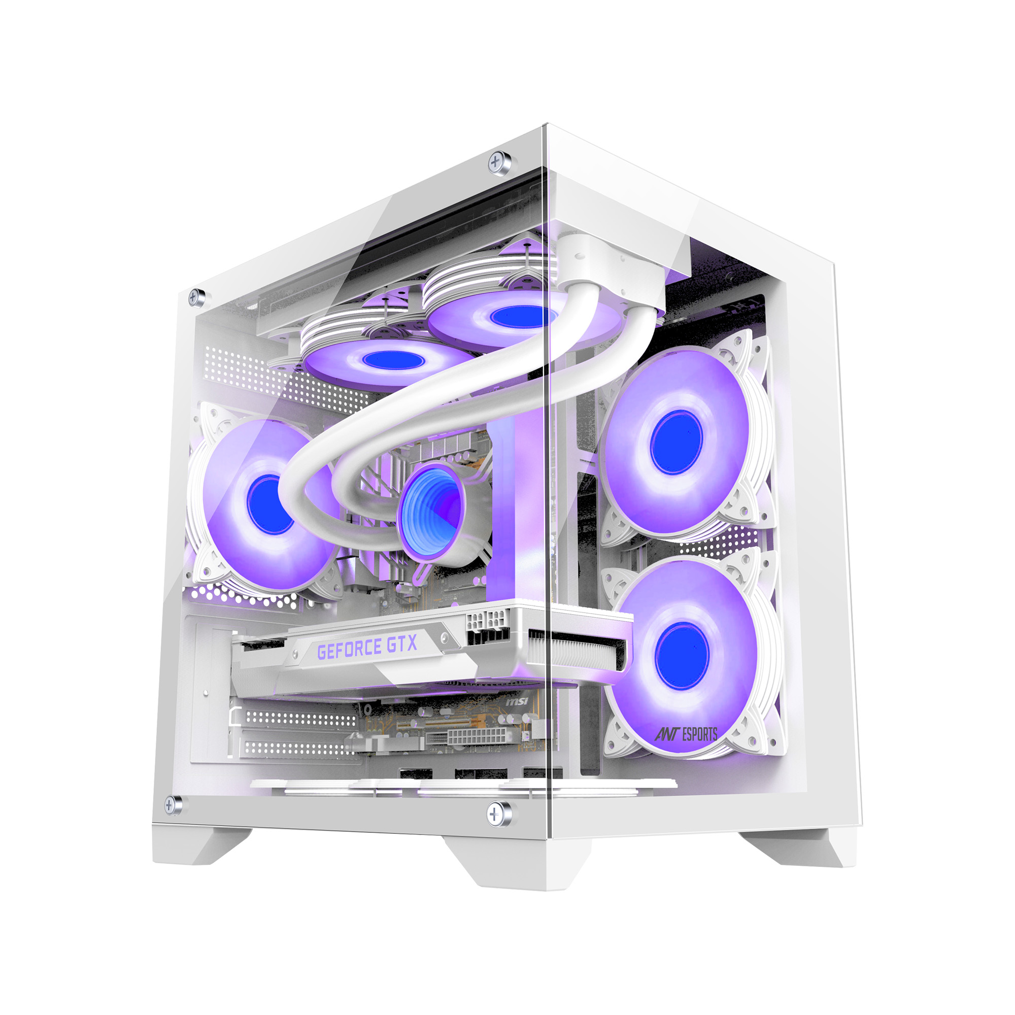 Ant Esports crystal Z2 Micro-ATX Mid-Tower Tempered Glass Side Panel White Cabinet With ARGB Infinity Mirror Fans ( AESP0302 ) - Image 5