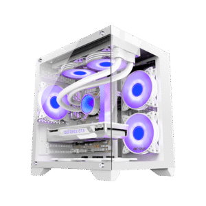 Ant Esports crystal Z2 Micro-ATX Mid-Tower  Tempered Glass Side Panel White Cabinet With ARGB Infinity Mirror Fans ( AESP0302  )