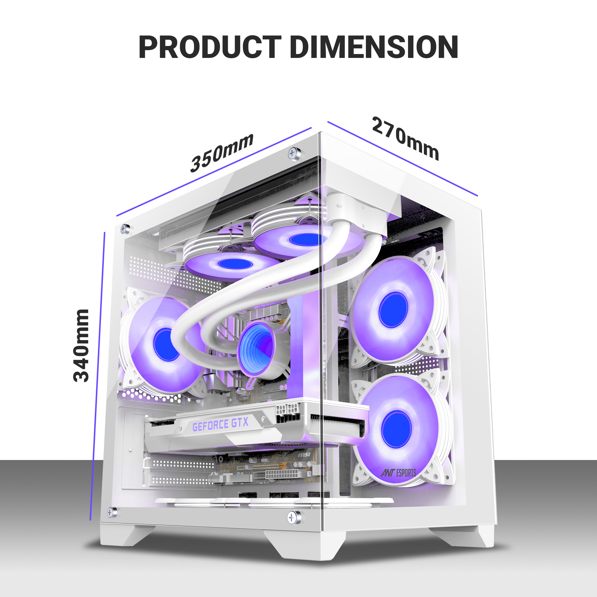 Ant Esports crystal Z2 Micro-ATX Mid-Tower Tempered Glass Side Panel White Cabinet With ARGB Infinity Mirror Fans ( AESP0302 ) - Image 9