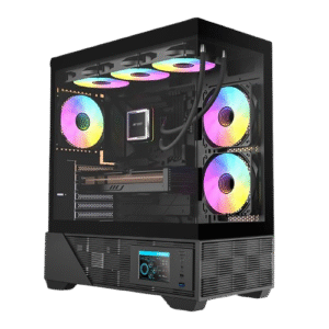 Ant Esports Crystal X6 Digital E-ATX Mid Tower  Tempered Glass Panoramic Black Cabinet With Pre-installed Fans & LCD Display ( AESP0394 )